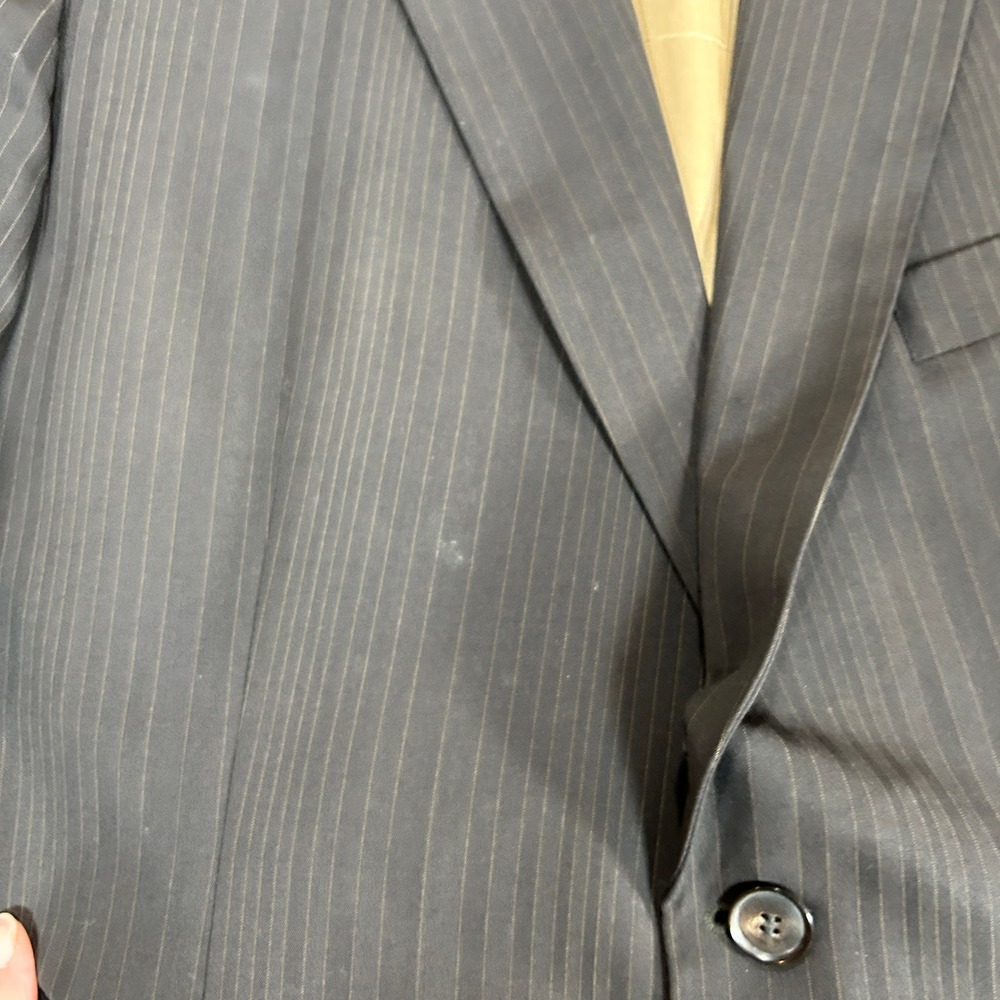 VTG Hugo Boss Mens Pinstripe Blazer Jacket Dark Gray Two Button Made in USA 48R - Picture 10 of 16